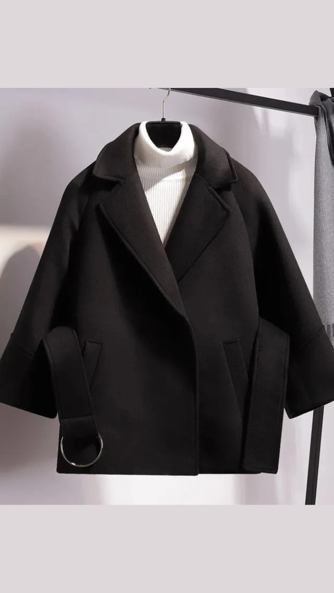 Solid Color Tight Waist Belt Pea Coat FC1728