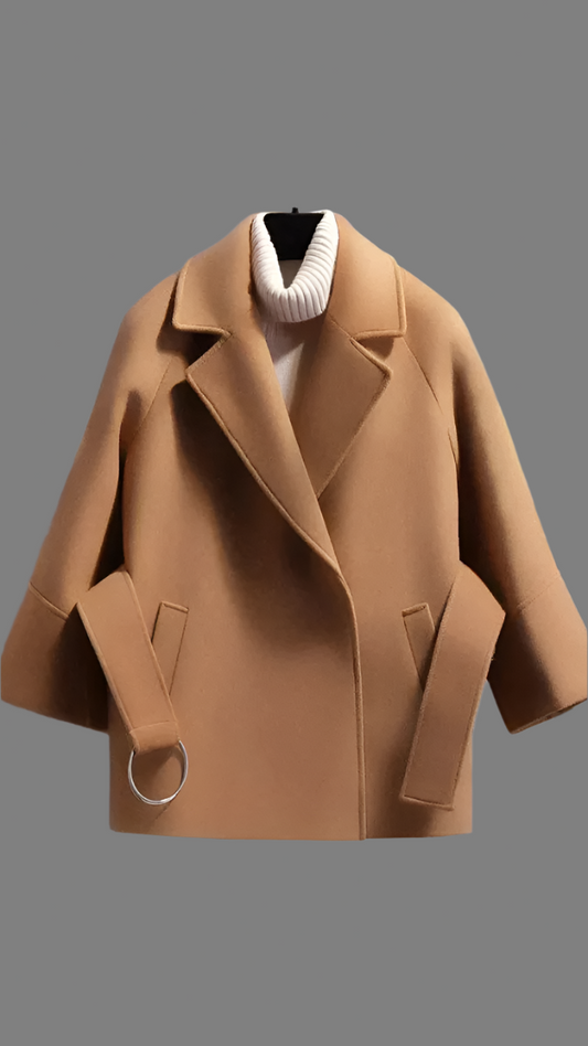 Solid Color Tight Waist Belt Pea Coat FC1728