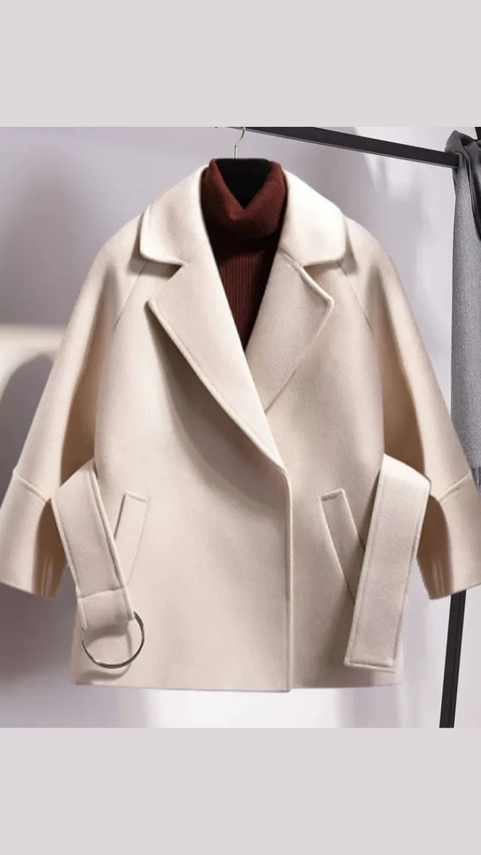 Solid Color Tight Waist Belt Pea Coat FC1728