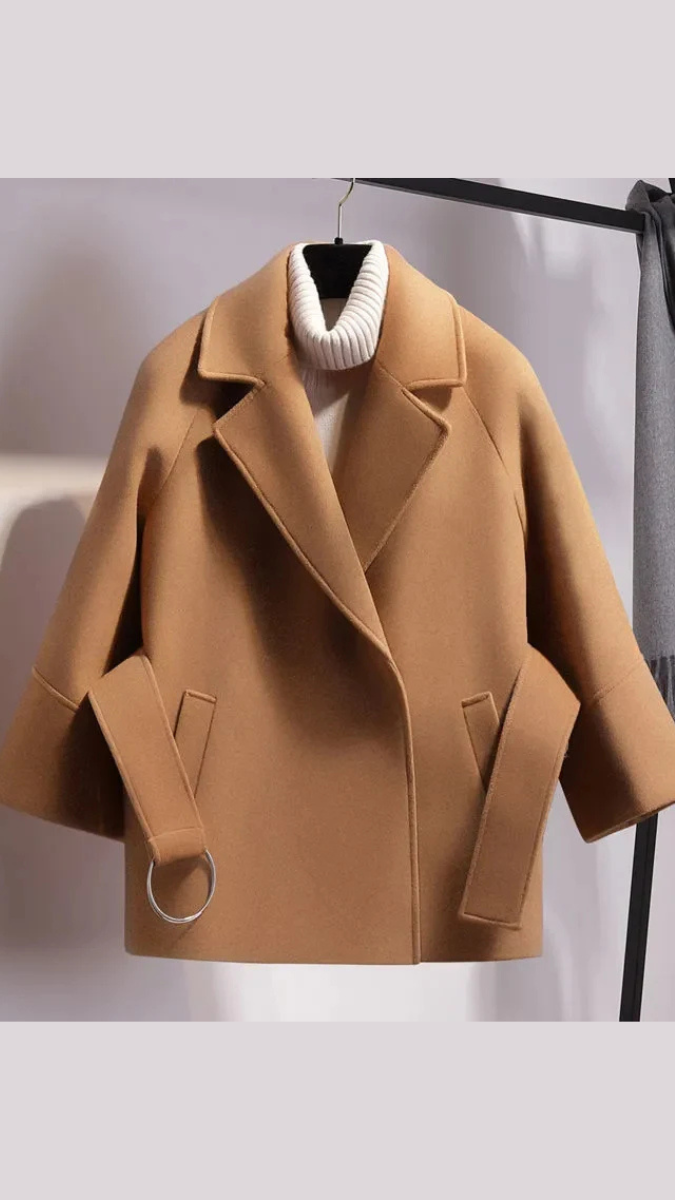 Solid Color Tight Waist Belt Pea Coat FC1728