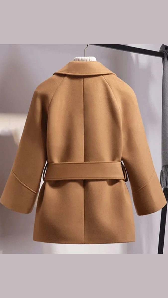 Solid Color Tight Waist Belt Pea Coat FC1728