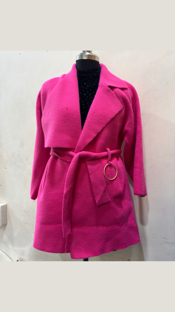 Solid Color Tight Waist Belt Pea Coat FC1728