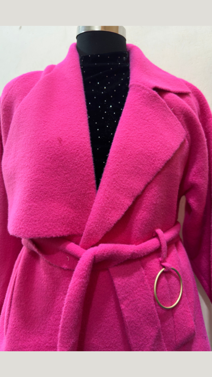 Solid Color Tight Waist Belt Pea Coat FC1728