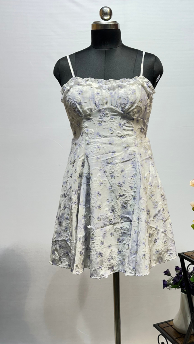 Spaghetti Strap Flower Print Mini A-Line Dress