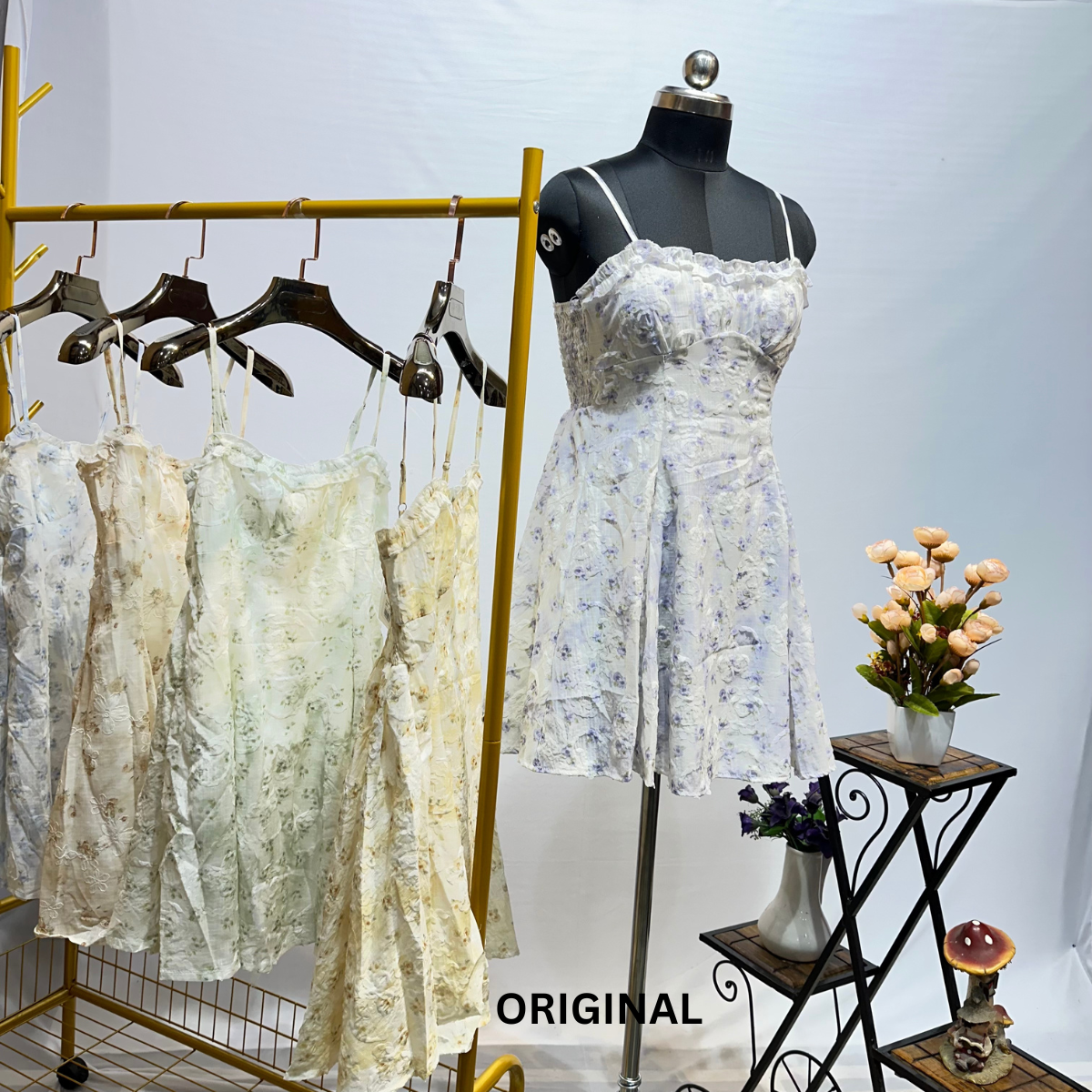 Spaghetti Strap Flower Print Mini A-Line Dress