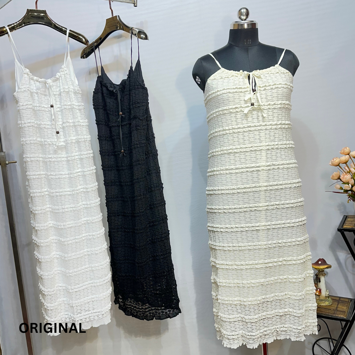 Spaghetti Strap Lace Midi Dress