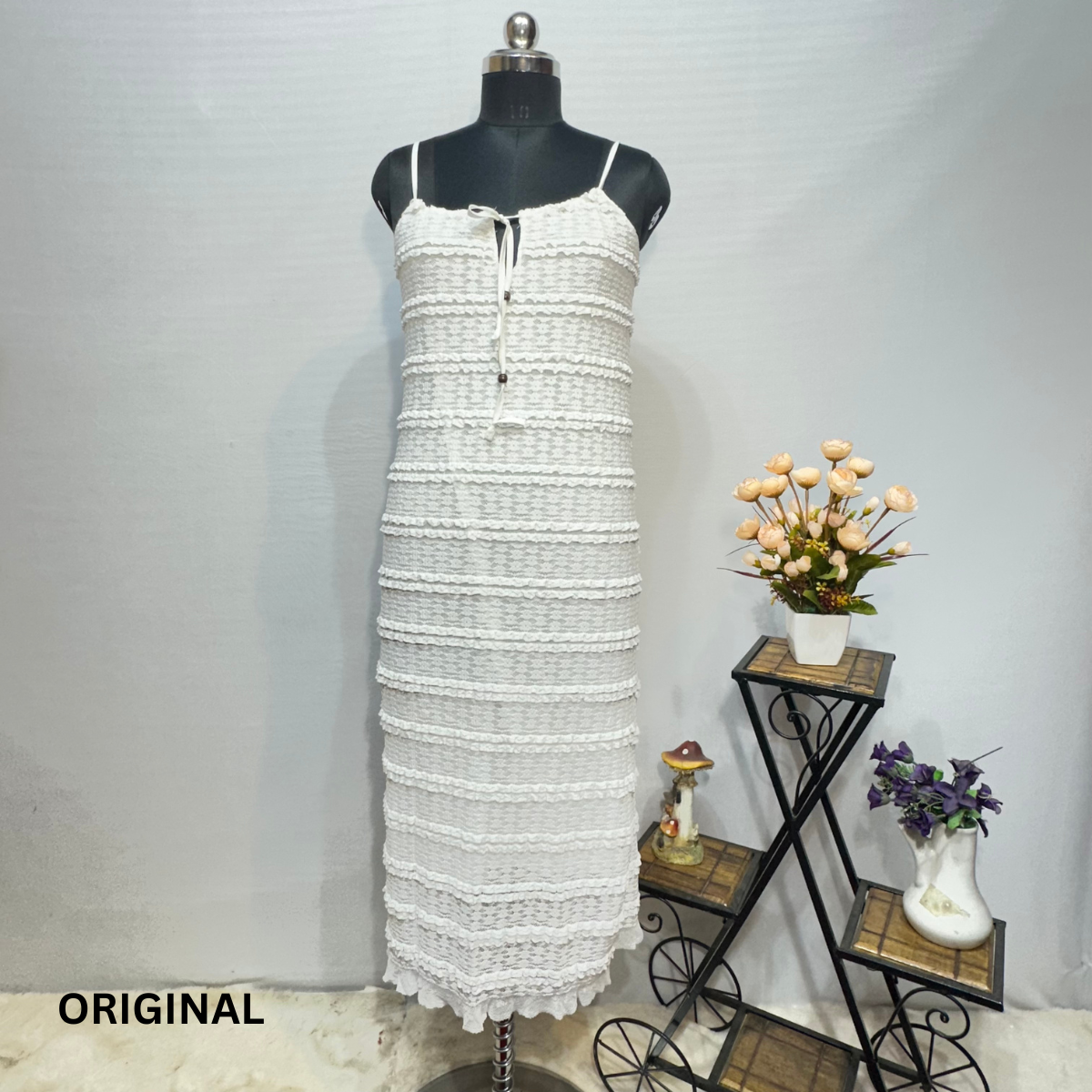 Spaghetti Strap Lace Midi Dress