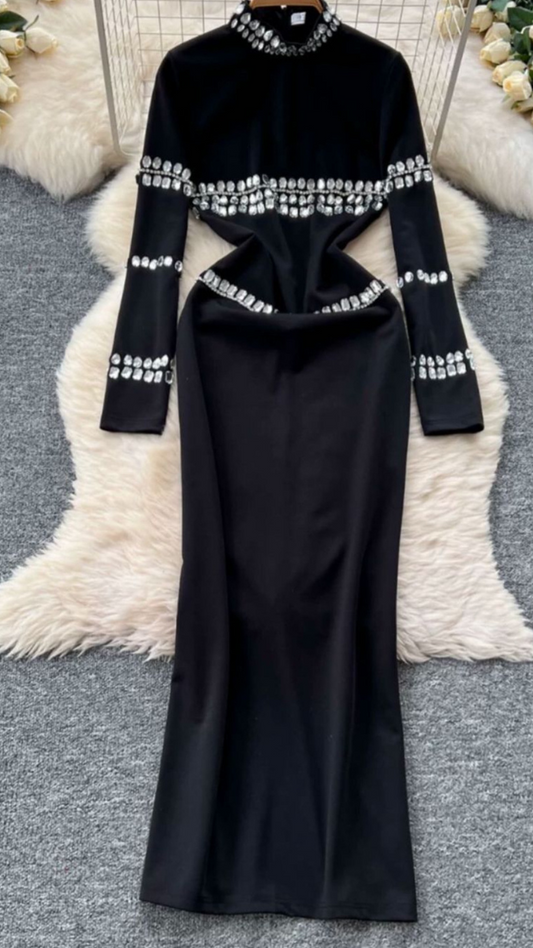 Stone Embedded Dress For Women FC1657