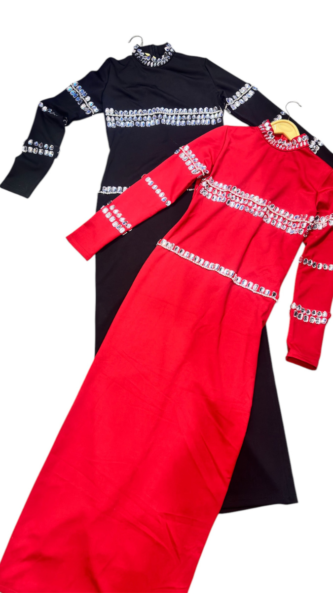 Stone Embedded Dress For Women FC1657
