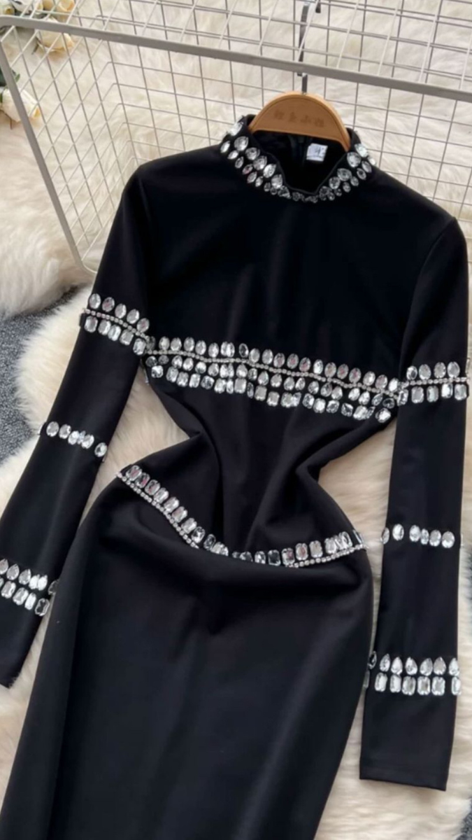 Stone Embedded Dress For Women FC1657