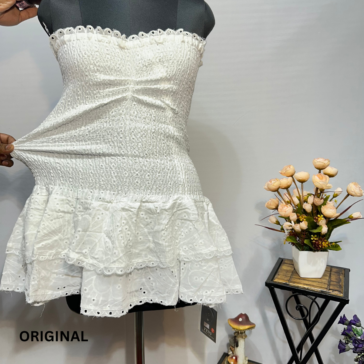 Strapless Fold Midi Dress