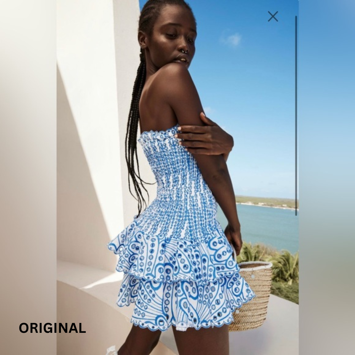 Strapless Fold Midi Dress