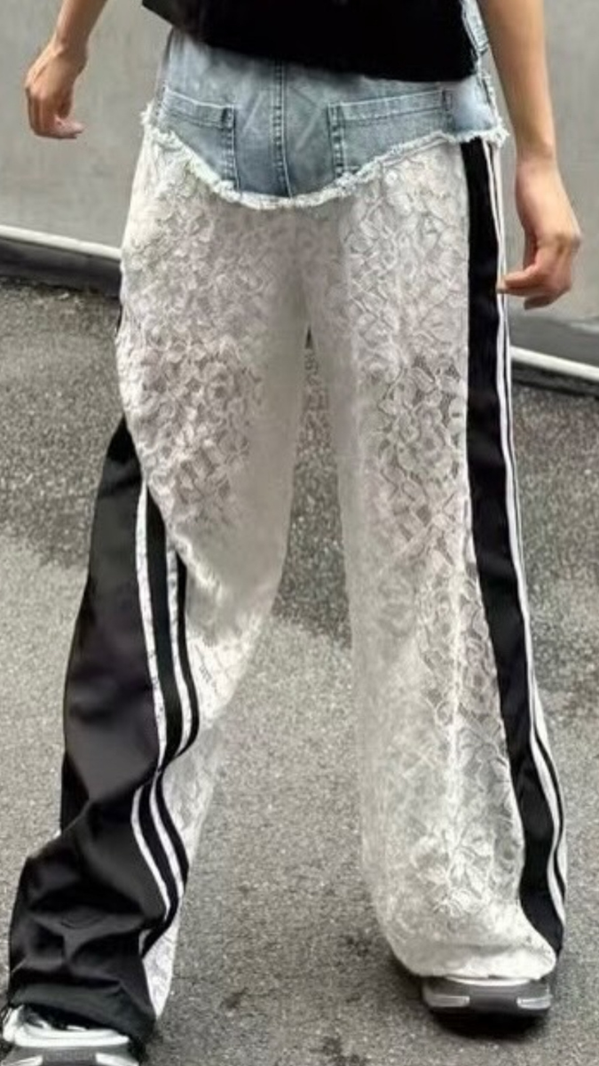Strip Designed Net Jeans FC1888