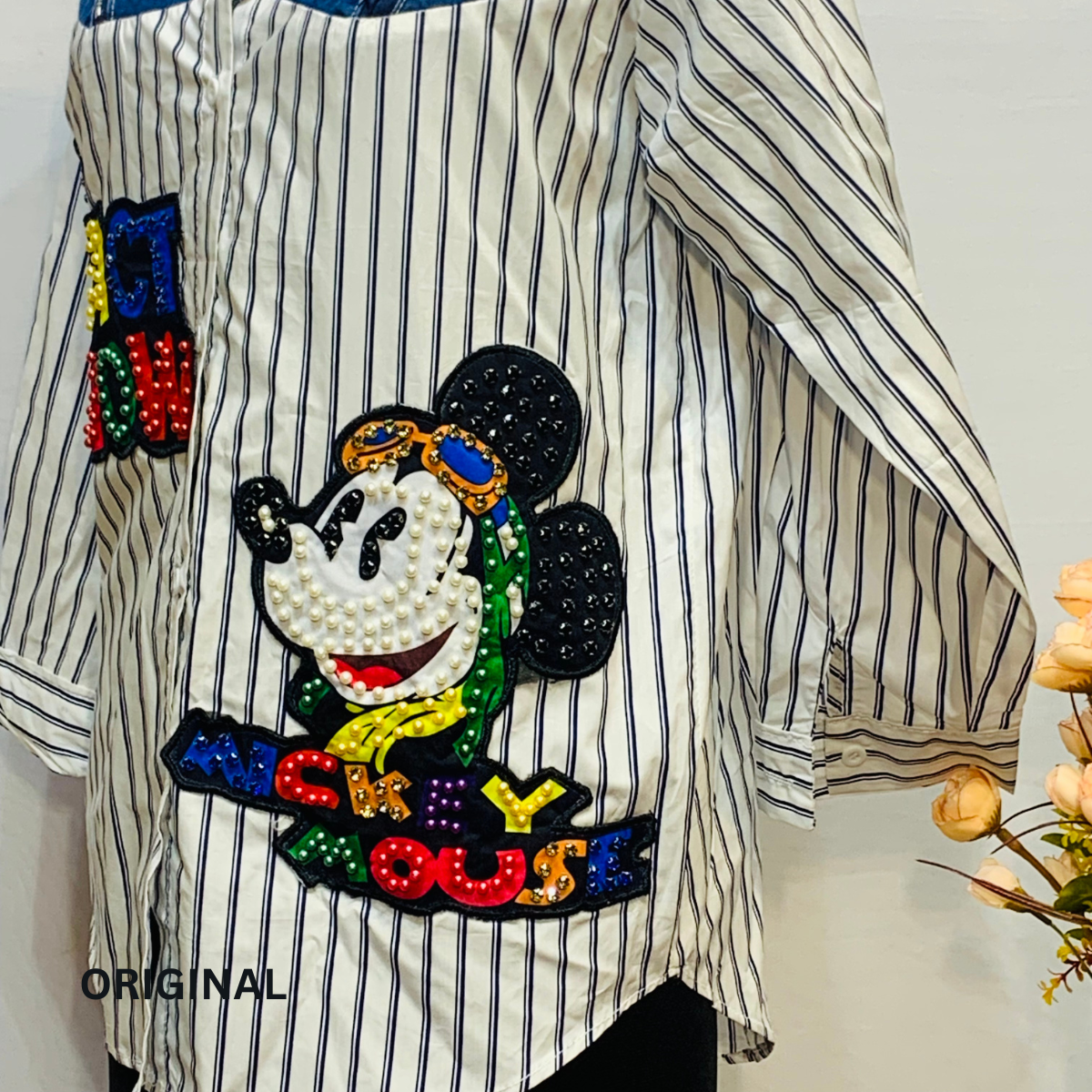Stripe Mickey Denim Shirt
