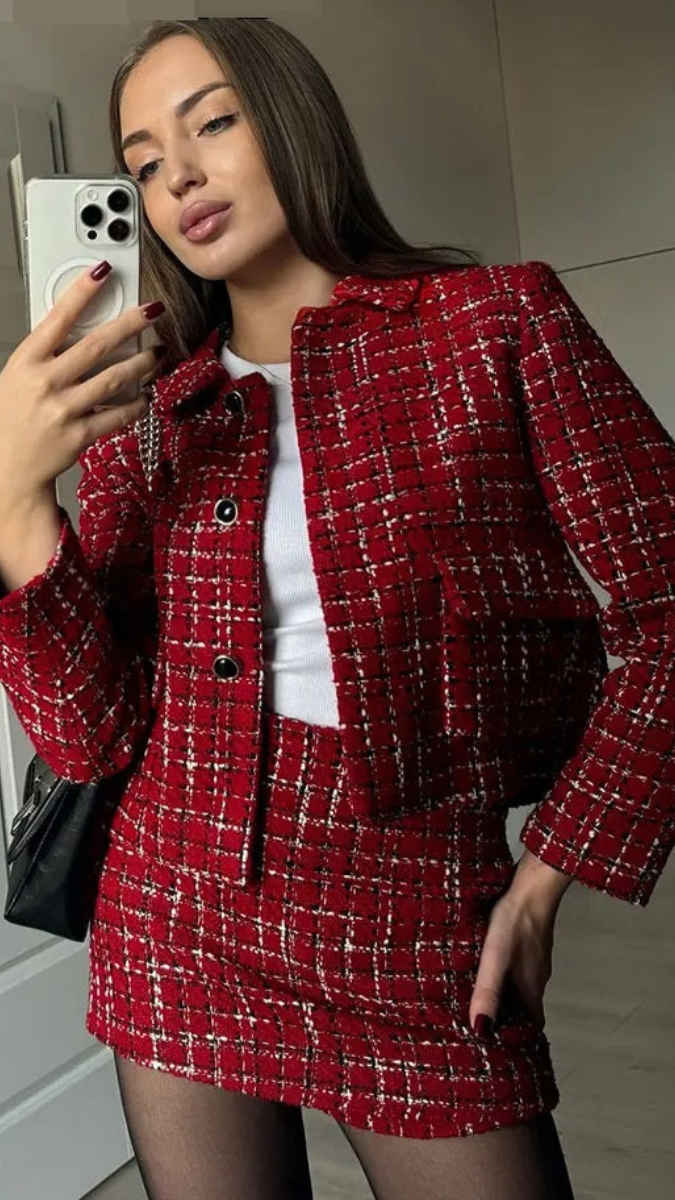 Stylish Tweed Skirt Top FC1776