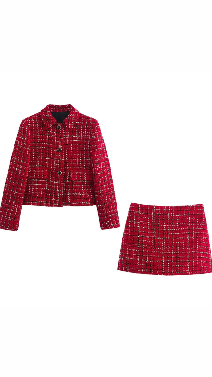 Stylish Tweed Skirt Top FC1776