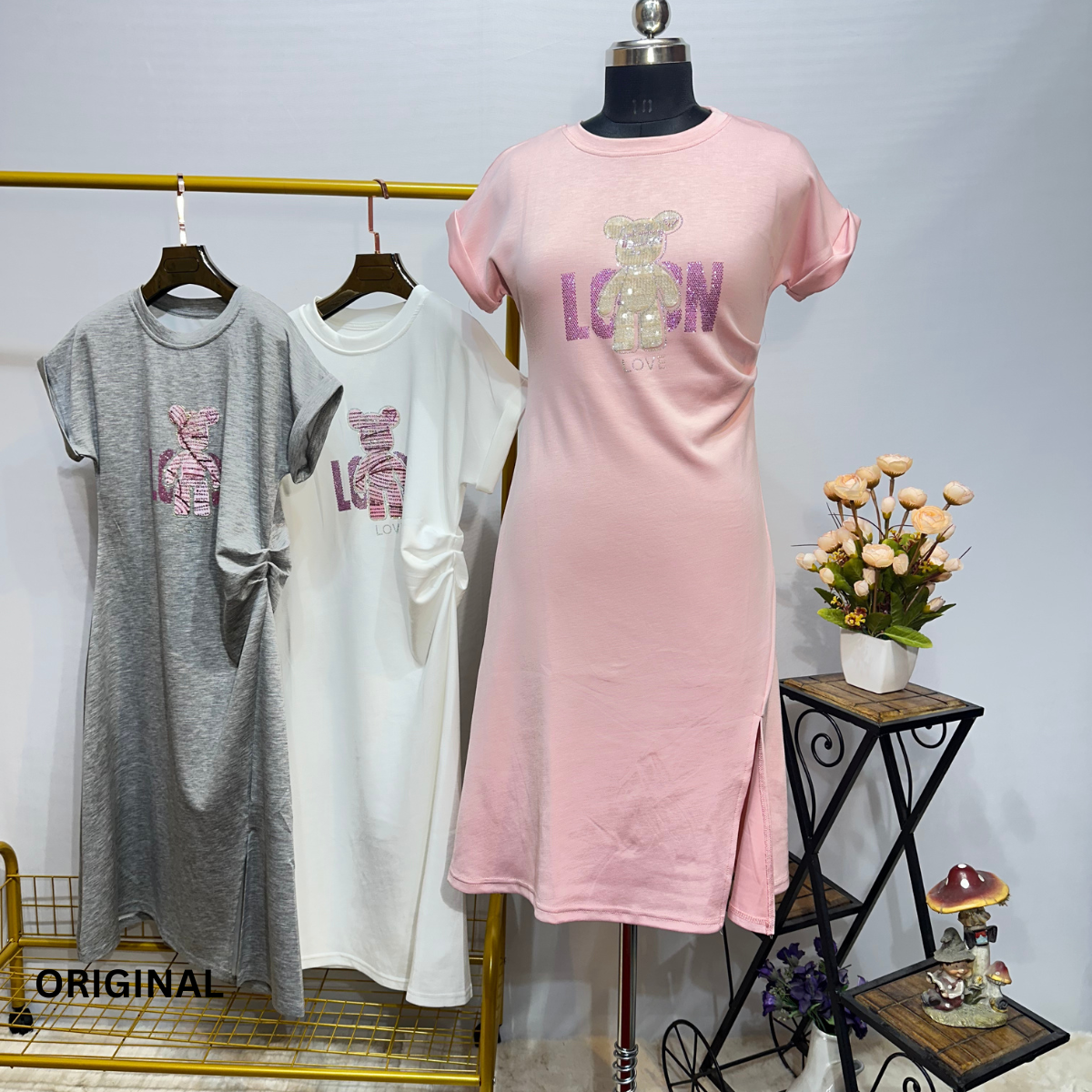 Teddy Print Dress