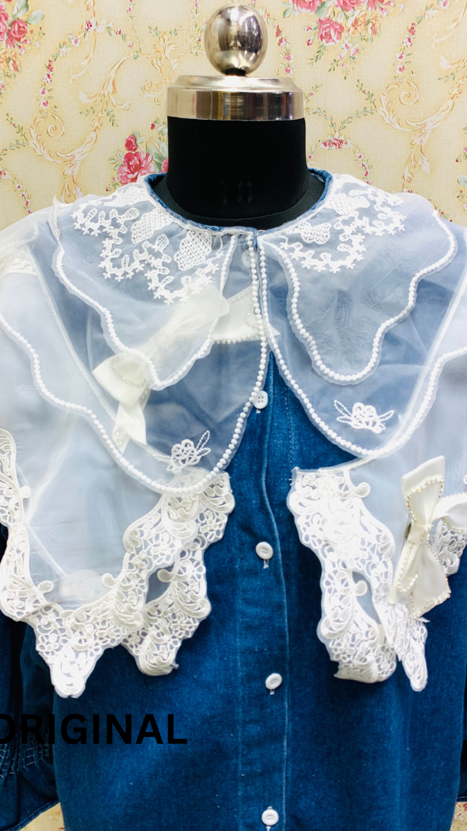 Three Layer Embroidery Collar Denim Shirt FC1569