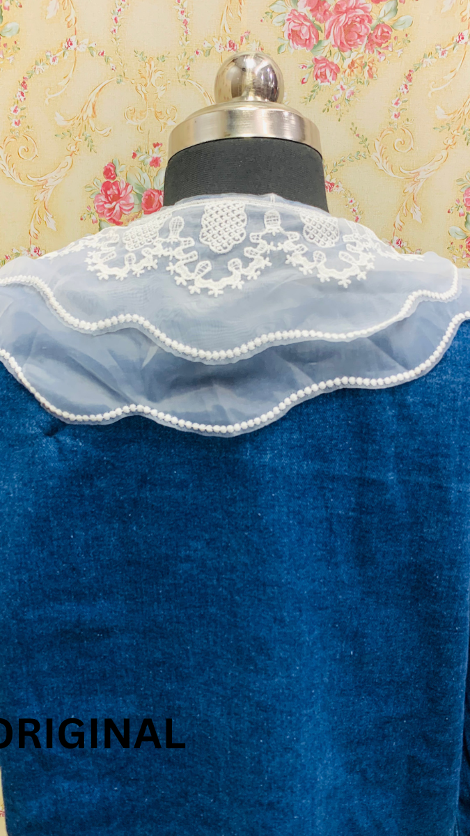 Three Layer Embroidery Collar Denim Shirt FC1569