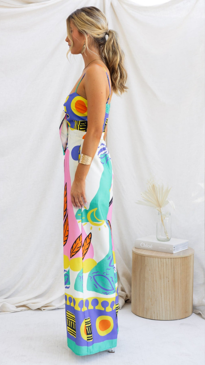 Tie-Up Front Printed Jumpsuit FC1864