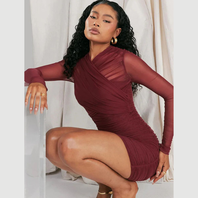 Tight Pleated Hip Dress