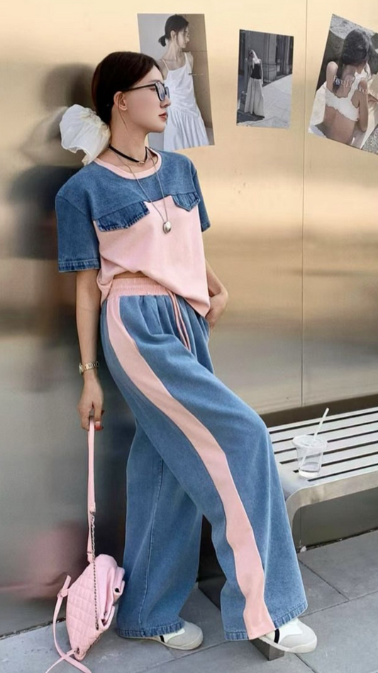Trendy Denim Embedded Coord Set FC1916