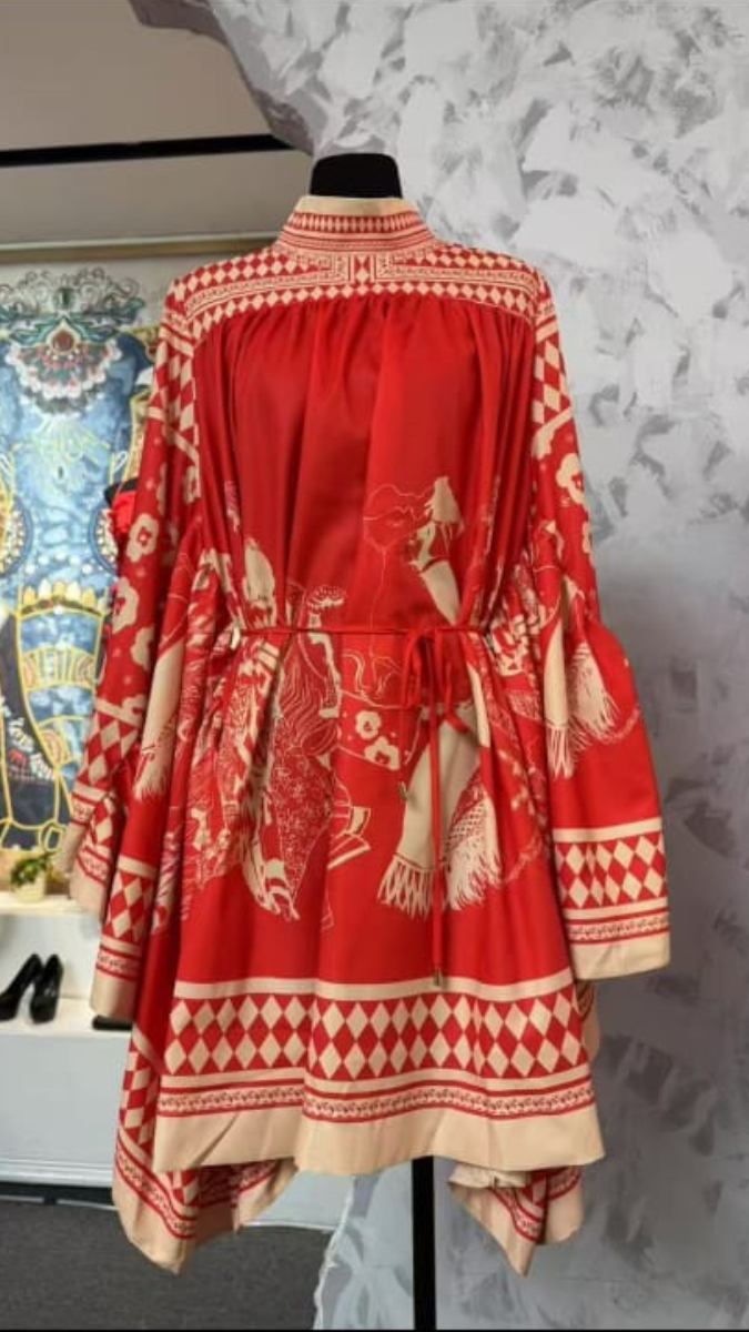 Turtleneck Long Flayer Sleeve Mini Dress FC1860