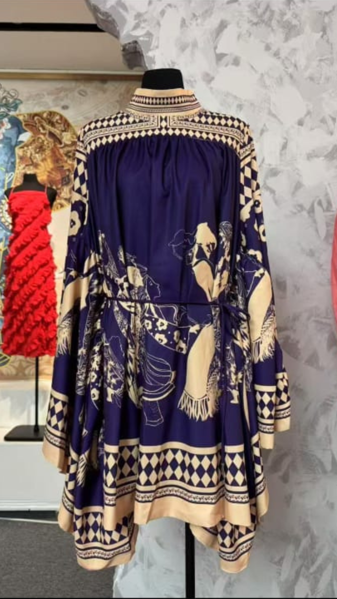 Turtleneck Long Flayer Sleeve Mini Dress FC1860