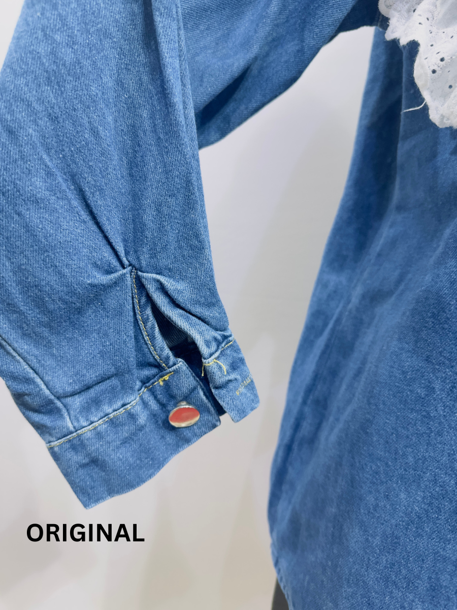 Two Heart Embroidery Design Denim Shirt FC1472