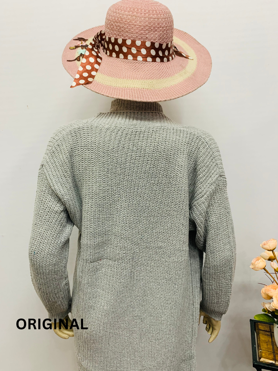 Two Piece Long Cardigan Crew Neck Sweater Dress for Women FC1365