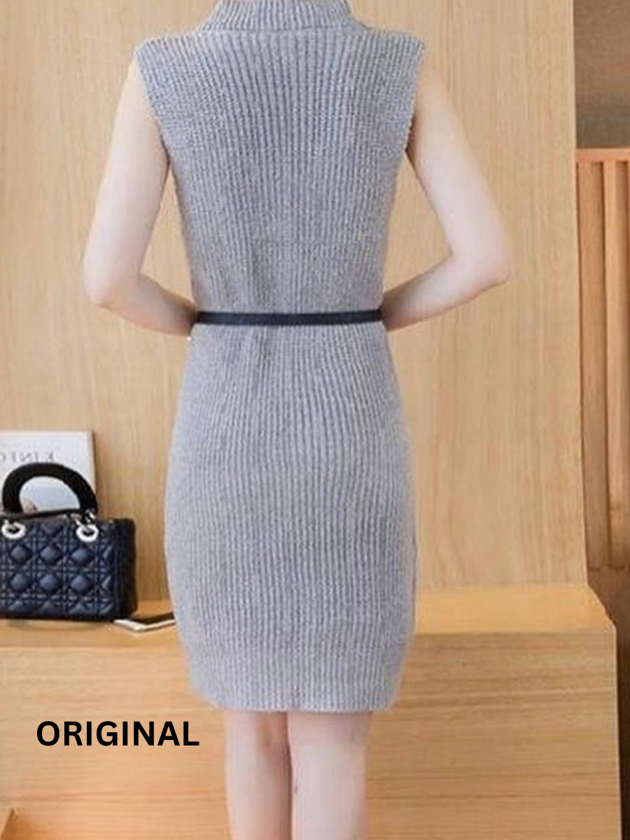 Two Piece Long Cardigan Crew Neck Sweater Dress for Women