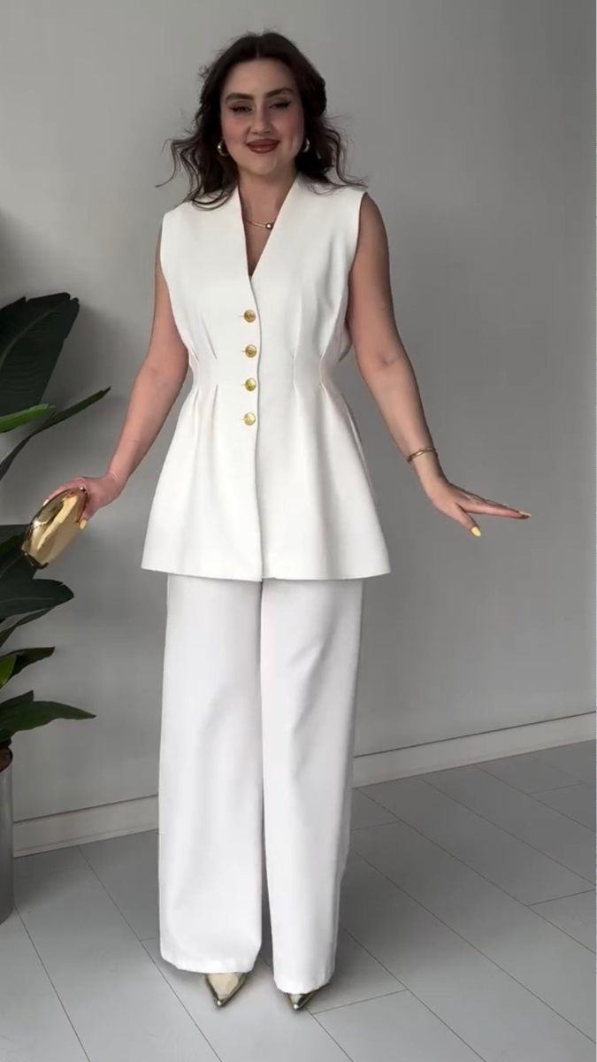 V Neck Long Top Coord Set FC1850