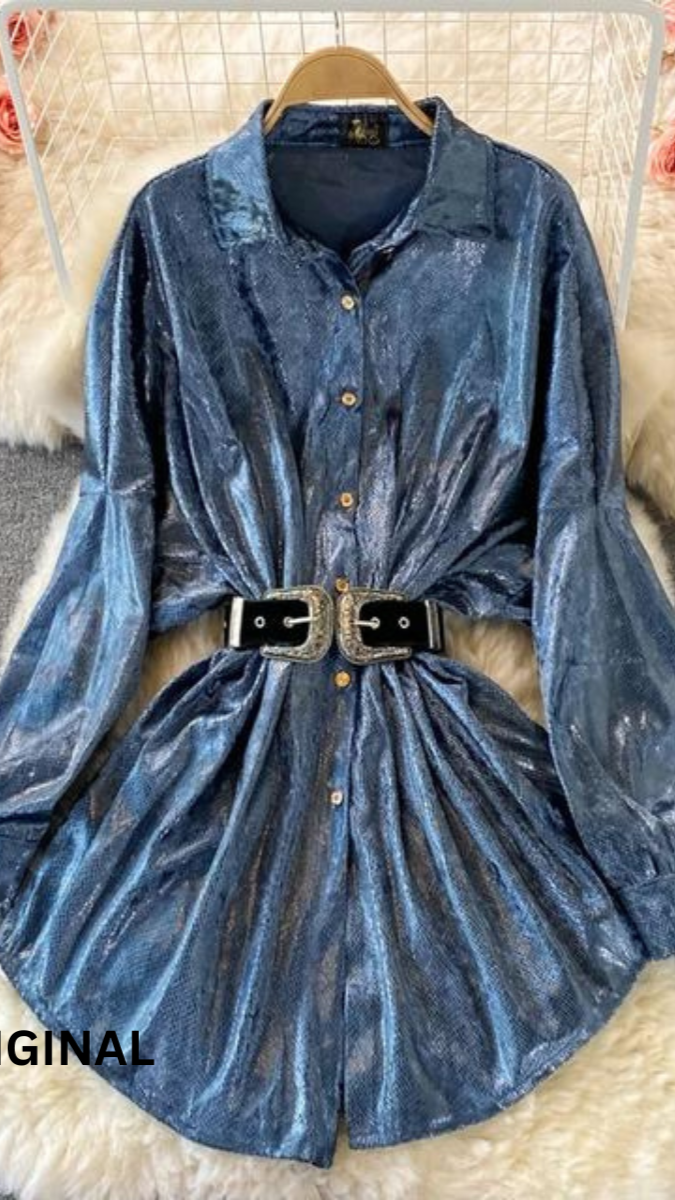 Velvet Shimmer Belted Dress FC1481