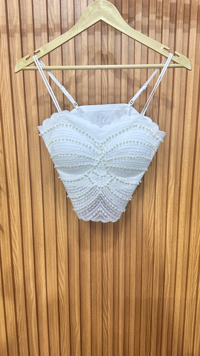 Wavy Rhinestone Strap Crop Top FC1856