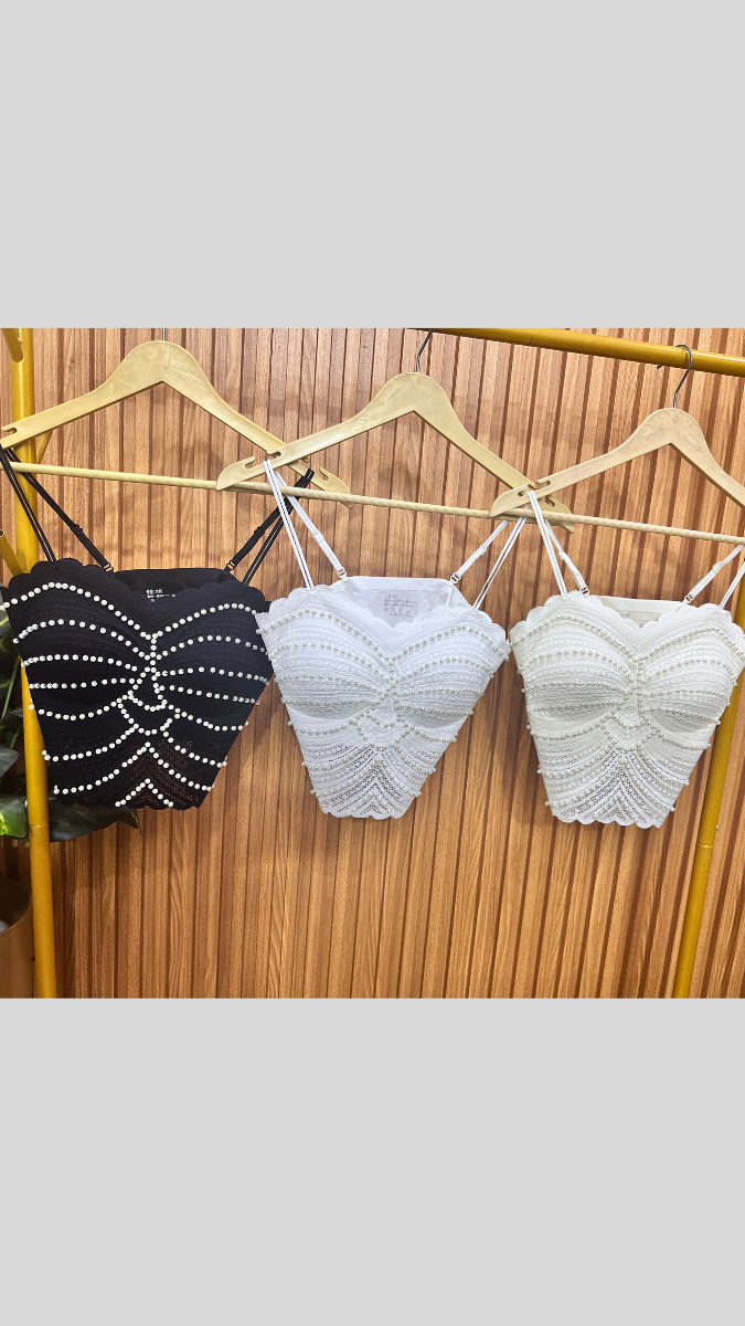 Wavy Rhinestone Strap Crop Top FC1856