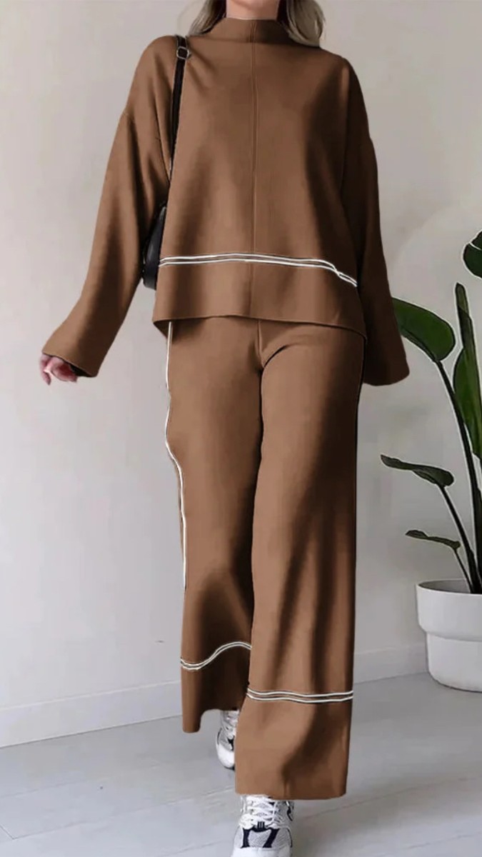 White Line Knitted Winter Coord Set FC1572