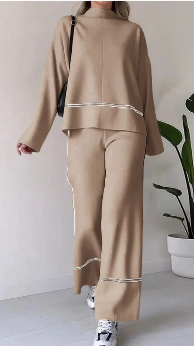 White Line Knitted Winter Coord Set FC1572