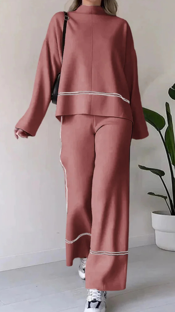 White Line Knitted Winter Coord Set FC1572