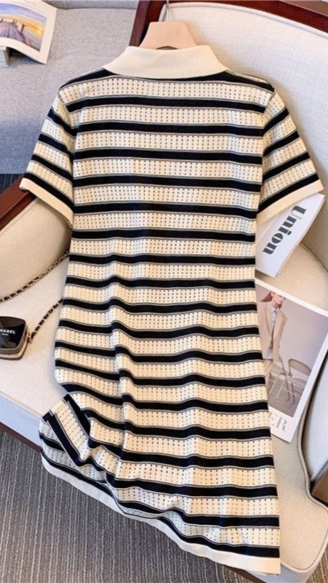 White and Black Striped Dress