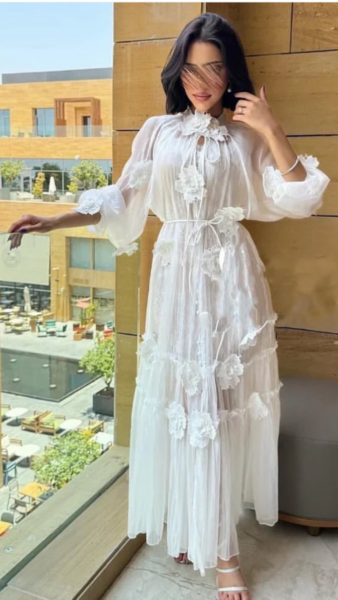 Women Midi Dress Embedded With Flowers FC1885