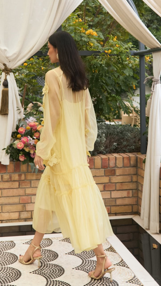 Women Midi Dress Embedded With Flowers FC1885