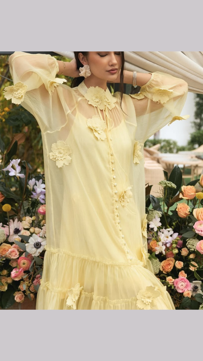 Women Midi Dress Embedded With Flowers FC1885