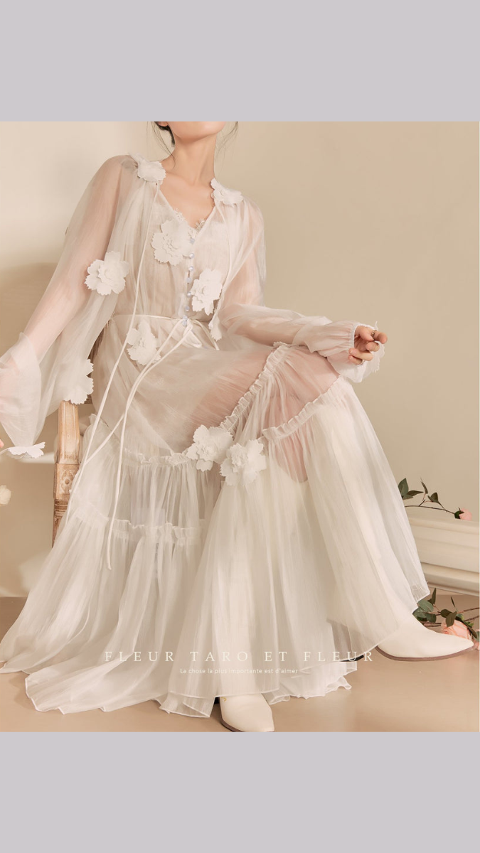 Women Midi Dress Embedded With Flowers FC1885