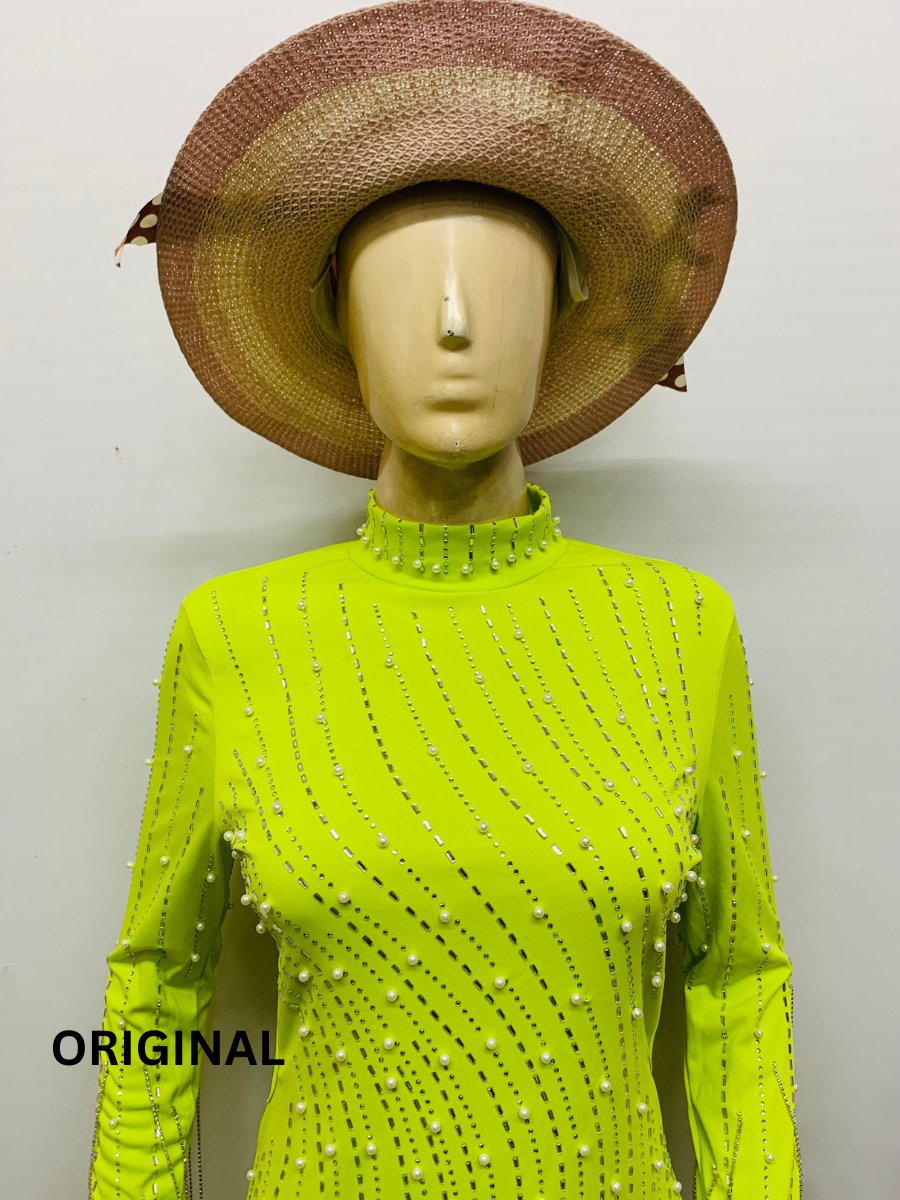 Women Rhinestone and Pearl Embedded Dress