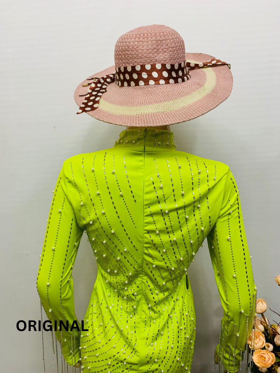 Women Rhinestone and Pearl Embedded Dress