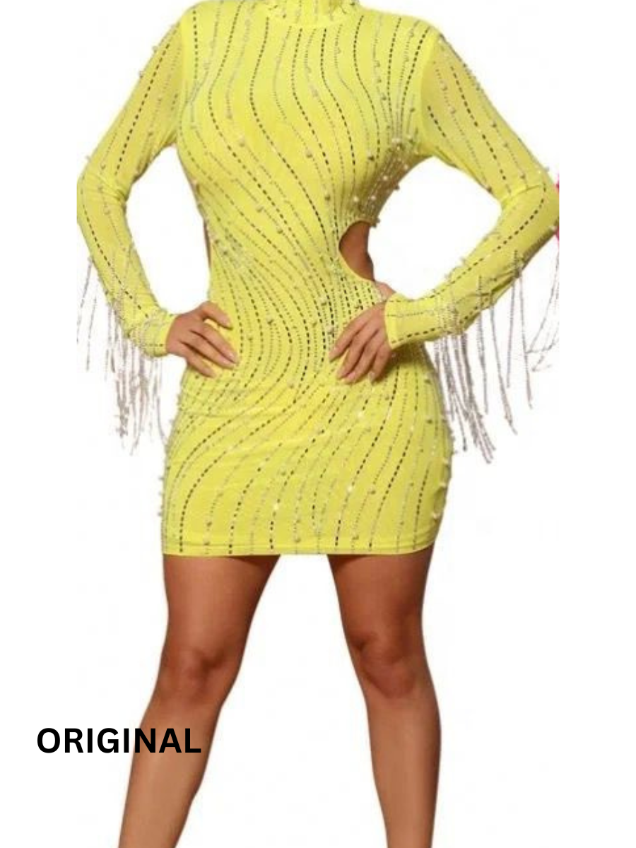 Women Rhinestone and Pearl Embedded Dress FC1340