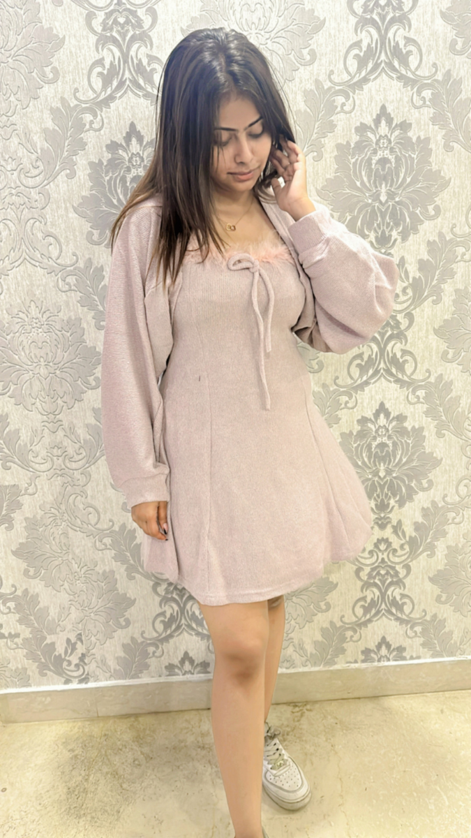 Women Knitted Two Piece Suspender Skirt Winter Dress FC1488