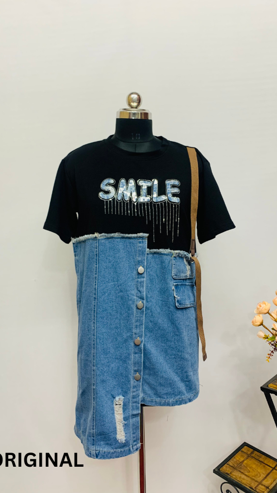 Women's Fashion Denim Stitching Dress