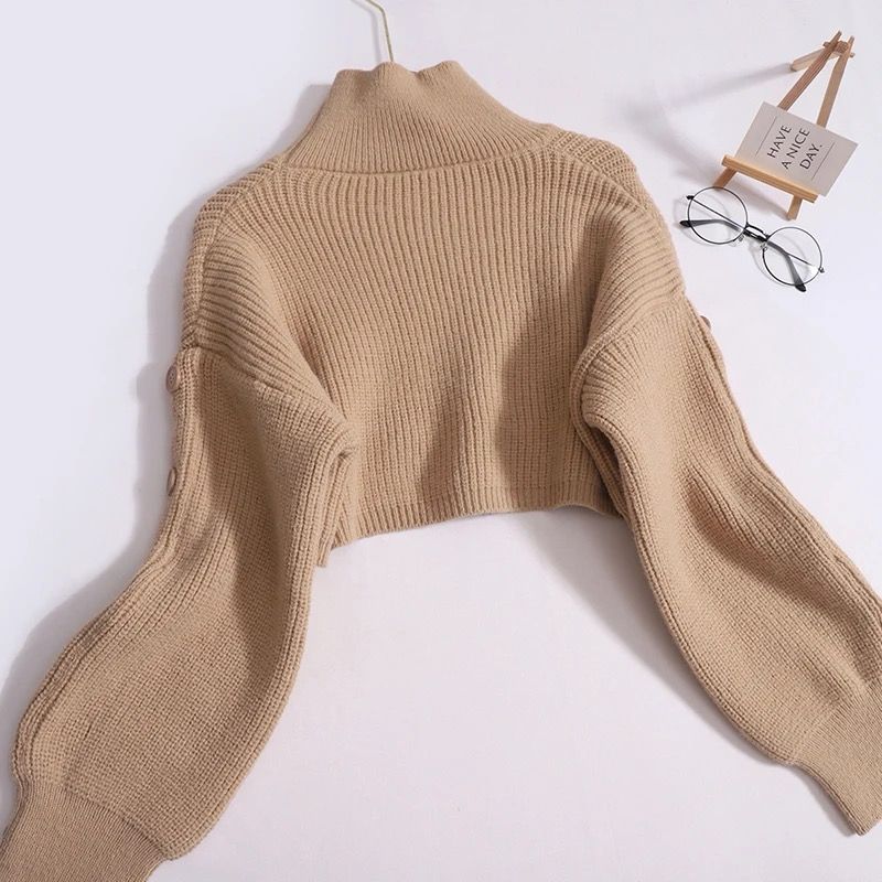 Woolen Crop Top For Women beige