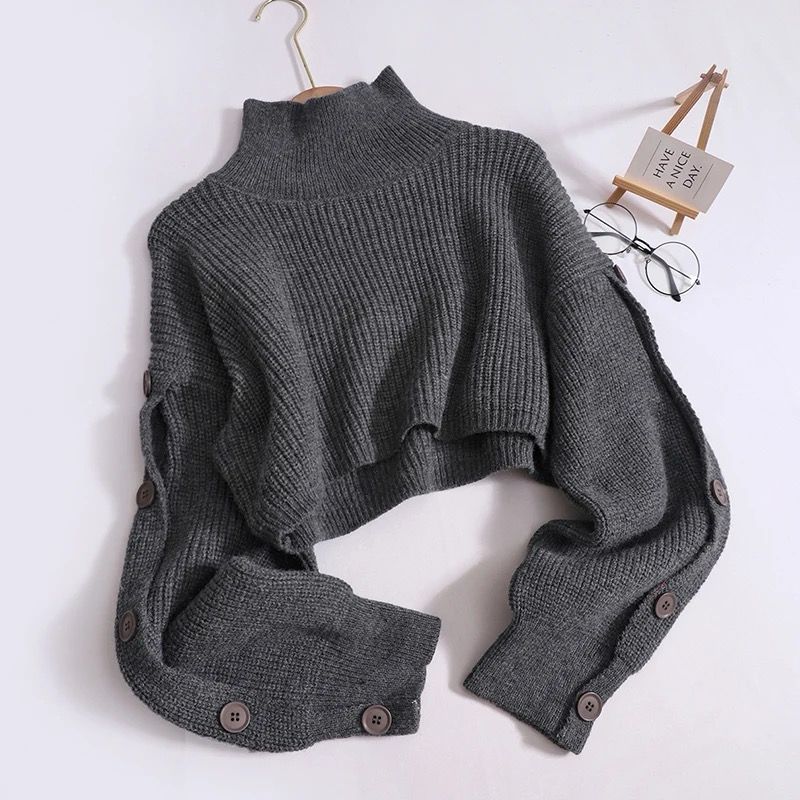 Woolen Crop Top For Women grey